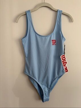 Wilson Light Blue One-Piece Bodysuit with Red Logo